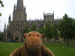 Mr Monkey looking at the south side of the church