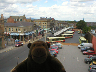 Mr Monkey looking down on Harrogate bus station