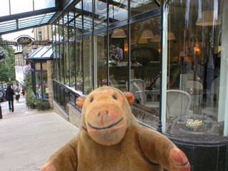 Mr Monkey outside Betty's in Harrogate