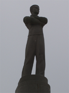 The statue atop the Seamen's Memorial