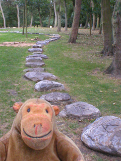 Mr Monkey looking at Stone Path by Xu Bing