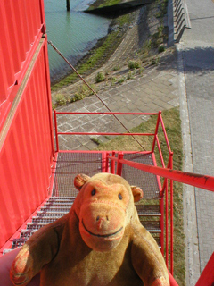 Mr Monkey climbing up the stairs at Orbino