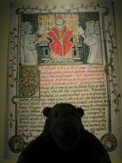Mr Monkey looking at the pope granting the abbey's charter