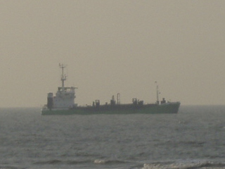 A ship approaching Nieuwpoort harbour