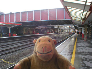 Mr Monkey looking around Crewe station