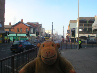 Mr Monkey looking towards the invisible Blackpool Tower