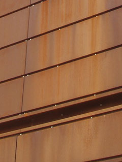 Some of the COR-TEN cladding of the museum