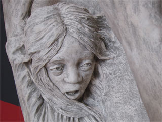 The face of the young girl on the Tide to Time sculpture