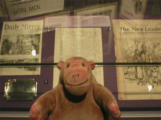 Mr Monkey looking at newspapers printed during the 1926 General Strike