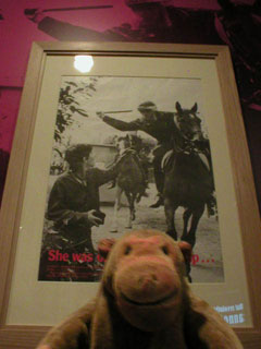 Mr Monkey looking at a picture from the 1984 miner's strike