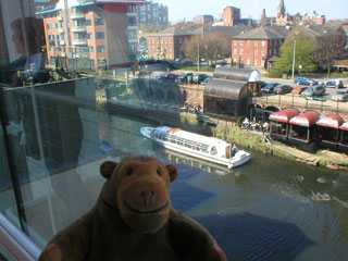 Mr Monkey looking at the Irwell and Salford