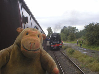 Mr Monkey watching the Duchess of Sutherland being filled up with water