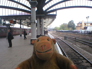 Mr Monkey on the platform at York station