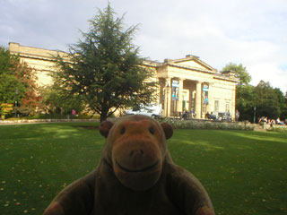 Mr Monkey looking at the Yorkshire Museum