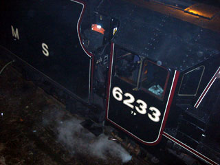 Looking down on the cab of the Duchess of Sutherland from the staircase