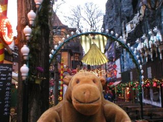 Mr Monkey in a crowded street in the Tivoli