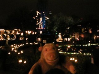 Mr Monkey with the lights of the Tivoli