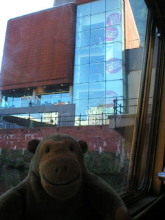 Mr Monkey looking up at the Peoples History Museum