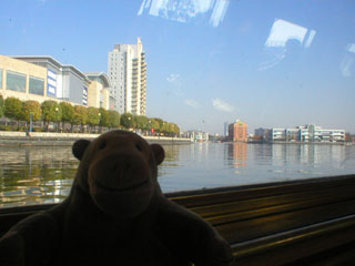 Mr Monkey looking into Central Bay at Salford Docks