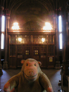 Mr Monkey looking at the interior porch in the entrance hall