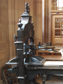 A printing press in the entrance hall