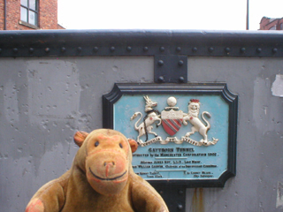 Mr Monkey examining the plaque above the Gaythorn tunnel