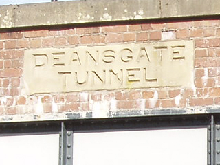 The stone above the west entrance of the Deansgate Tunnel