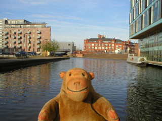 Mr Monkey looking at the Piccadilly Canal Basin from Lock 84