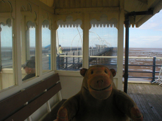 Mr Monkey resting in a shelter on the pier