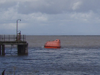 A lifeboat being tested near the Fleetwood ferry landing