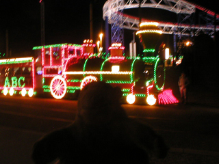 Mr Monkey watching the Santa Fe tram waiting to set off