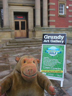 Mr Monkey outside the Grundy Art Gallery