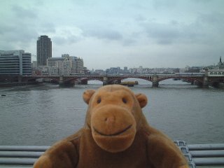 Mr Monkey looking towards Blackfriars from the Millennium Bridge