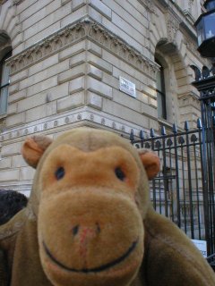 Mr Monkey at the corner of Downing Street