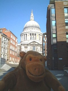 Mr Monkey with the dome of St Pauls behind him