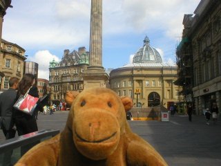 Mr Monkey in front of Grey's Monument
