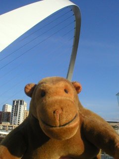 Mr Monkey on the Gateshead Millennium Bridge
