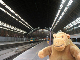 Mr Monkey on platform at St. Pancras