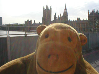 Mr Monkey crossing Westminster Bridge