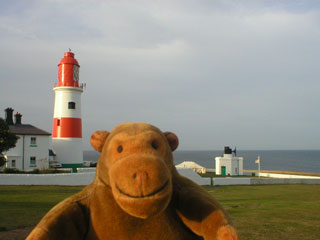 Mr Monkey in front of Souter lighthouse