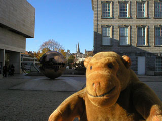 Mr Monkey outside the library at Trinity College