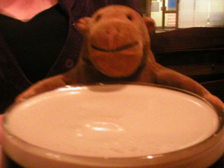 Mr Monkey with a full pint of stout
