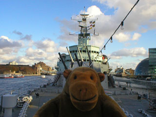 Mr Monkey on the foc'sle, looking back at the bridges and front turrets