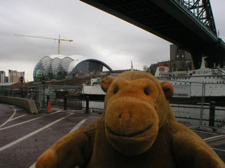 Mr Monkey under the Tyne bridge