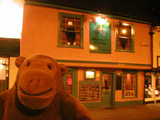 Mr Monkey outside the Galley restaurant