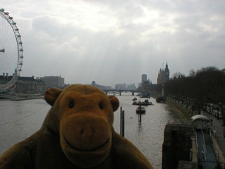 Mr Monkey looking towards Parliament