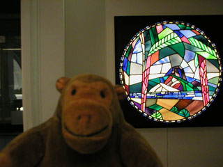 Mr Monkey with some modern stained glass