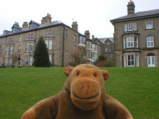Mr Monkey with some houses overlooking the Pavilion Gardens