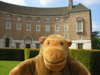 Mr Monkey in front of Taunton's County Hall