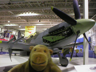 Mr Monkey next to a Mark 24 Spitfire